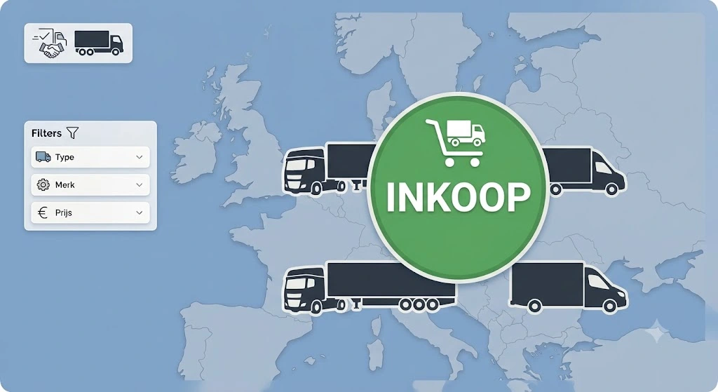 Vrachtwagen routes binnen Europa. Grafische schets.